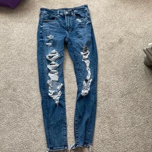 skinny, distressed american eagle jeans
